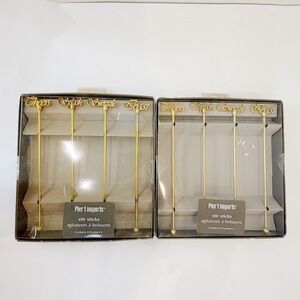 Pier 1 Lot of 8 Brass Tone Swizzle Stir Sticks NIB New Years Cheers Toast